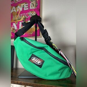 NWT MSGM Green Men's Belt Bag with Black Strap